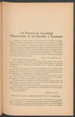 Un proyecto de actualidad - Organización de los Estudios y Exámenes