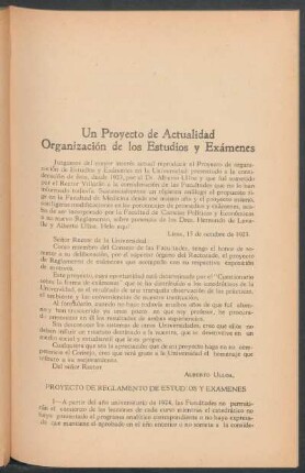 Un proyecto de actualidad - Organización de los Estudios y Exámenes