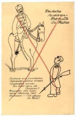 Nr. Hu. 6: Deutsche Husaren-Patrouille in Reims ... (verboten)