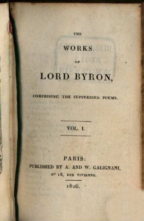 The works of Lord Byron : comprising the suppressed poems, 1
