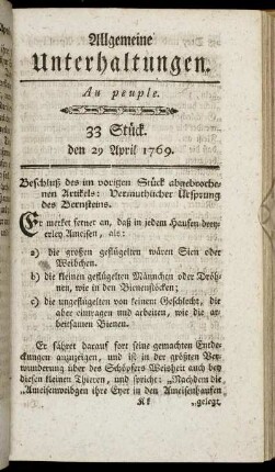 33 Stück. d. 29. April 1769.