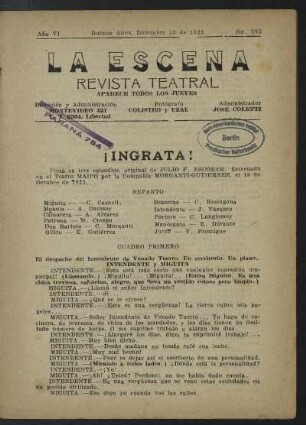 ¡Ingrata! : pieza en tres episodios