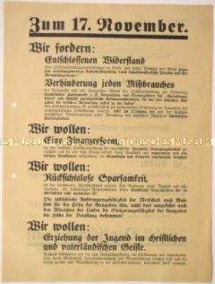 Programmatischer Wahlaufruf der Deutschnationalen Volkspartei anlässlich der Berliner Stadtverordnetenwahl am 17. November 1929