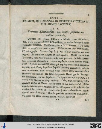 Caput I. Primum, Quo Joannes In Desertis Victitavit, Cibi Genus Locustae.