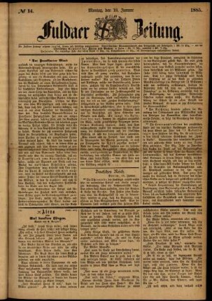 Ausgabe vom Montag, den 19. Januar 1885.