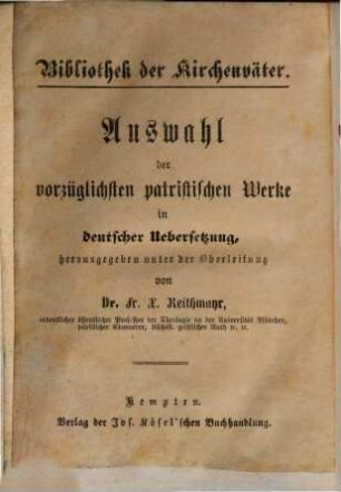 Die Schriften der apostolischen Väter nebst den Martyr-Akten des hl. Ignatius und hl. Polykarp, 1,[1]