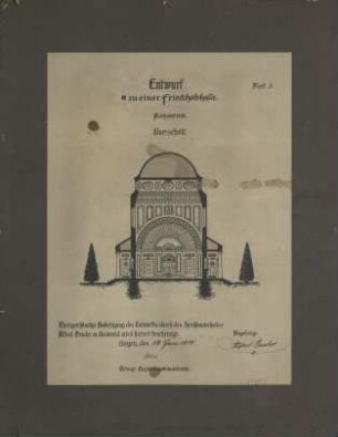 Entwurf Friedhofshalle: Entwurf zu einer Friedhofshalle, Blatt 3, Querschnitt