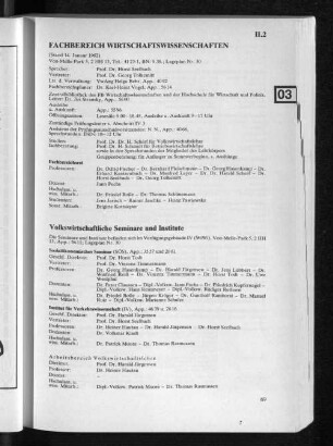 Fachbereich Wirtschaftswissenschaften