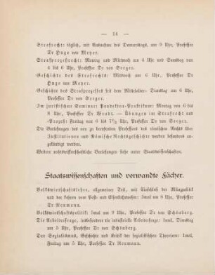14-16, Staatswissenschaften und verwandte Fächer