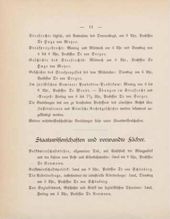 14-16, Staatswissenschaften und verwandte Fächer