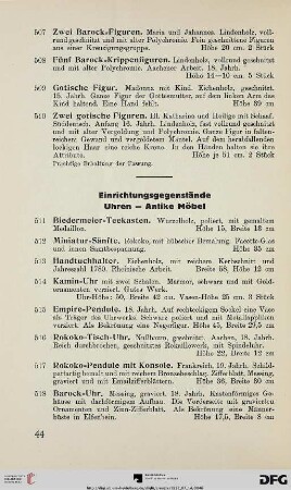 Einrichtungsgegenstände Uhren – Antike Möbel (Nr. 511-578)