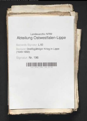 Einquartierungskosten und Kontributionsleistungen für Tillys Armee und Hofstaat