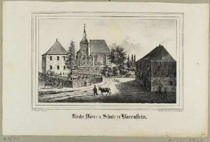 Das Pfarrhaus, die Kirche und die Schule in Bärenstein (Altenberg) von Nordwesten, aus Sachsens Kirchen-Galerie von Hermann Schmidt