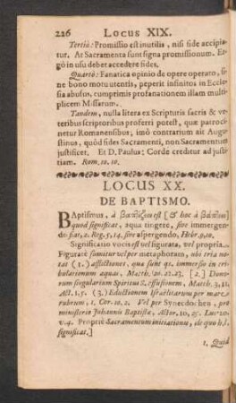 Locus XX. De Baptismo