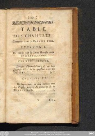 Table Des Chapitres Contenues dans ce Premier Tome.