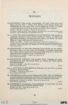 XI. Textilien (Nr. 240-273)