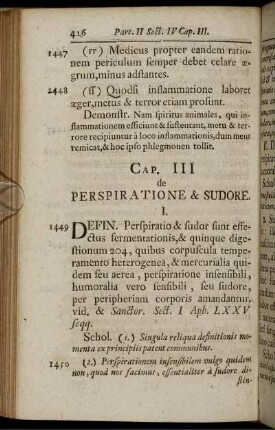 Cap. III de Perspiratione & Sudore.