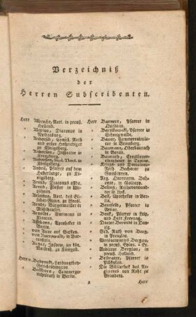 Verzeichniß der Herren Subscribenten