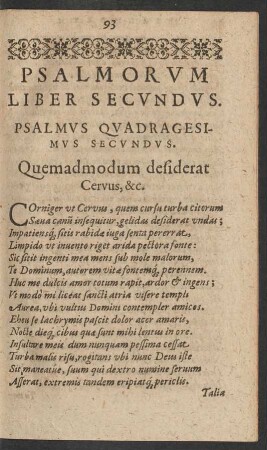 Psalmorum Liber Secundus.
