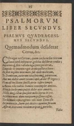 Psalmorum Liber Secundus.