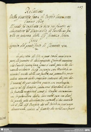 [Text 7:] Relatione Della giustitia fatta di Onofrio Santacroce l’anno 1610