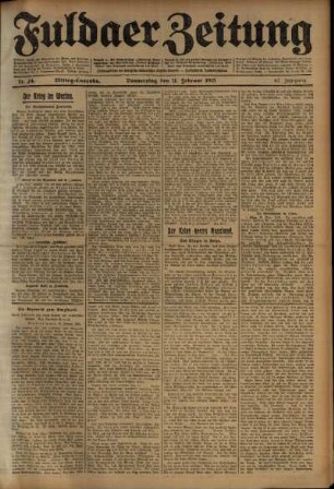 Zweite Ausgabe vom Donnerstag, den 11. Februar 1915.