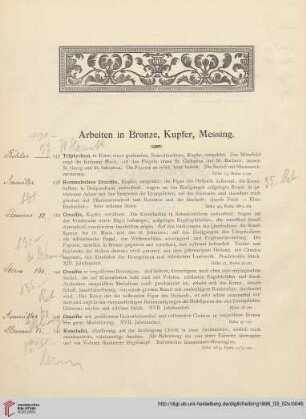 Arbeiten in Bronze, Kupfer, Messing (Nr. 137 - 261)