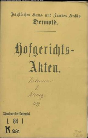 Kotensen, Johann Gerhard gegen Krüger Nieweg in Lieme