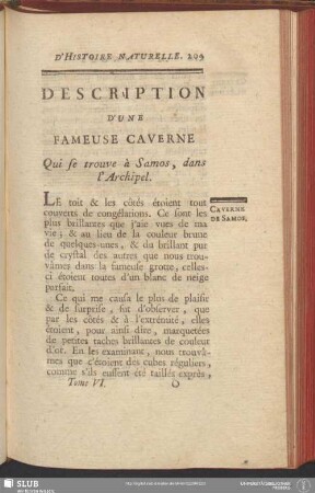 Description D'Une Fameuse Caverne Qui se trouve à Samos, dans l'Archipel
