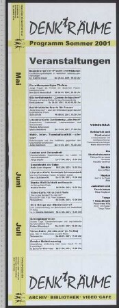 Frauenbildungszentrum DENKtRÄUME : Archiv - Bibliothek; Programm Sommer 2001