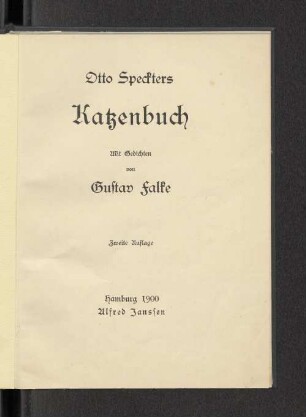 Otto Speckters Katzenbuch