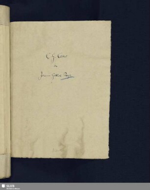 Nr. 105-114 (Anhang 1). Carus, Carl Gustav an Regis, Gottlob