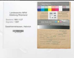 Entnazifizierung Heinrich Sassmannshausen , geb. 17.11.1911 (Kraftfahrer)