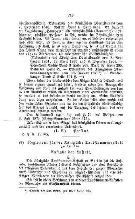Reglement für die Königliche Taubstummenanstalt zu Berlin : [V. Volksschulwesen]