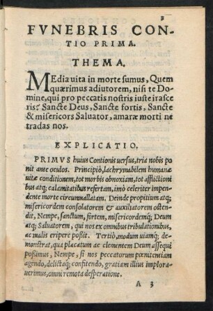 Funebris Contio Prima.
