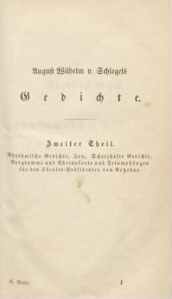 August Wilhelm von Schlegels Gedichte. Zweiter Theil