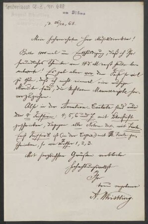 Brief an Friedrich Wilhelm Jähns : 26.12.1868