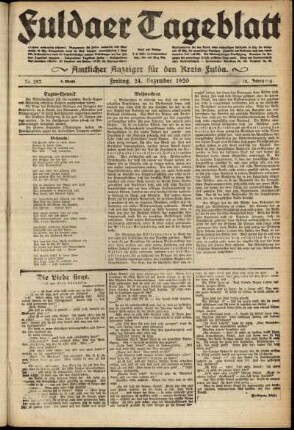 Erste Ausgabe vom Freitag, den 24. Dezember 1920.