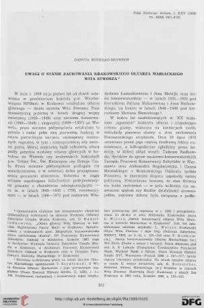 25: Uwagi o stanie zachowania krakowskiego Ołtarza mariackiego Wita Stwosza
