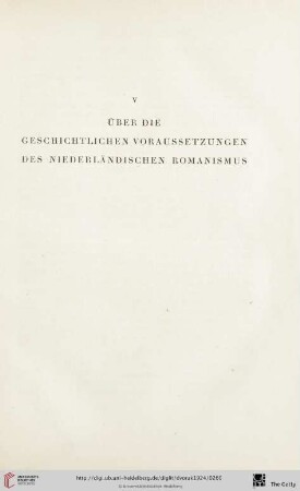 V. Über die geschichtlichen Voraussetzungen des niederländischen Romanismus