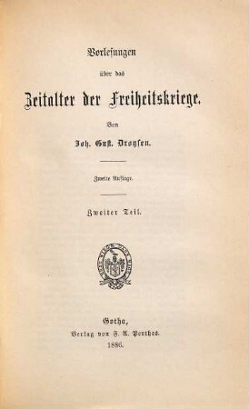 Vorlesungen über das Zeitalter der Freiheitskriege, 2. Teil