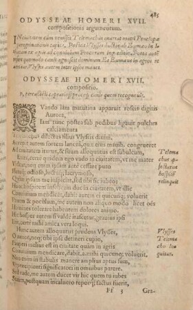 Odysseae Homeri XVII. compositionis agumentum.