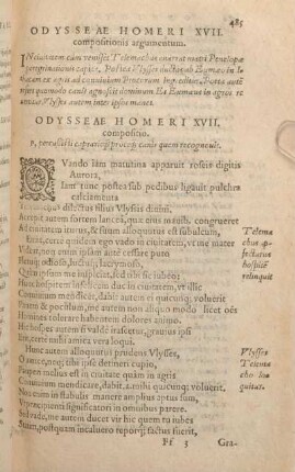 Odysseae Homeri XVII. compositionis agumentum.