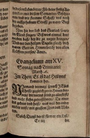 Evangelium am XV. Sontag nach Trinitatis/ Matth. 6.
