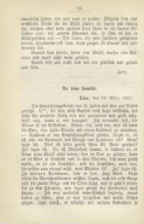 An seine Familie. Rom, den 15. März 1831