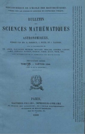 Tome IV. - Janvier 1880.