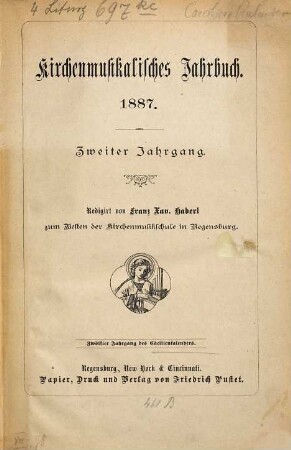 Kirchenmusikalisches Jahrbuch. 12. 1887 = Jg. 2
