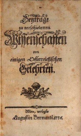 Beyträge zu verschiedenen Wissenschaften