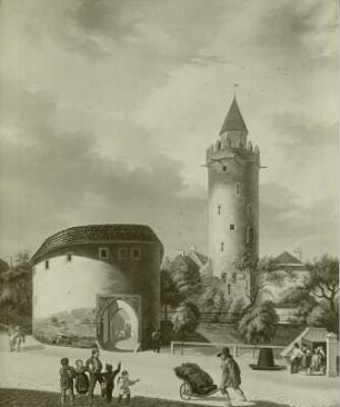 Baruther oder Wendisches Tor : Bautzen, Baruther oder Wendisches Tor, Gemälde von Friedrich von Gersheim, 1839