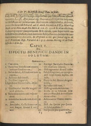 Caput V. De Effectu Beneficii Dandi In Solutum.